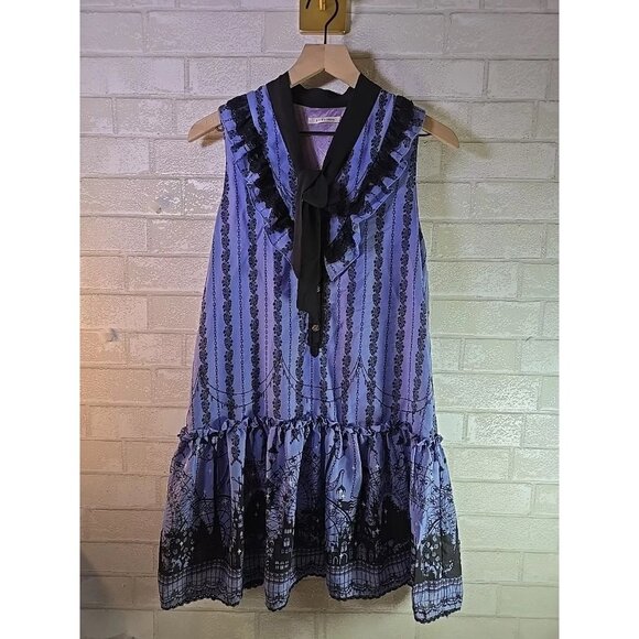 Axes Femme Purple Chiffon Disney Castle Victorian Dress Calab Japan Import Sz. M - Picture 7 of 10